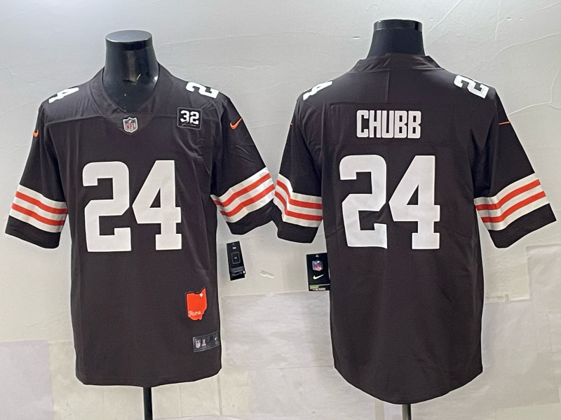 Men 2025 Cleveland Browns #24 Chubb brown Nike Limited NFL Jersey 003